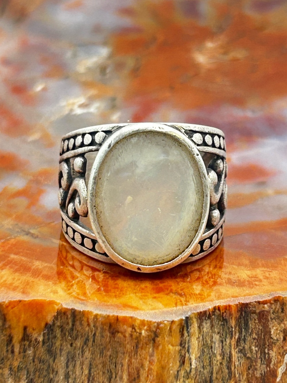 Vintage Sterling Silver Shell Ring - Size 7